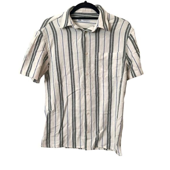ZARA Striped Flannel Button Down Sz Small‎ - Picture 1 of 4